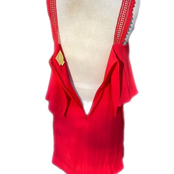 EUC MAEVE FOR ANTHRO MELON COLORED SLEEVELESS DRESS RUFFLE TOP SZ 2P(fits like 6 - Picture 4 of 14